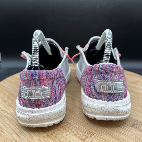 Hey Dude Wendy Youth Size 2 Funk Grey & Pink Slip On Sneaker Shoes Girls - Picture 4 of 8